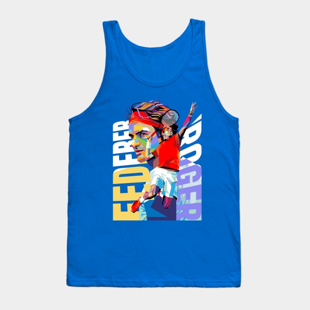 Roger Federer Colorful Tank Top by Laksana Ardie Store